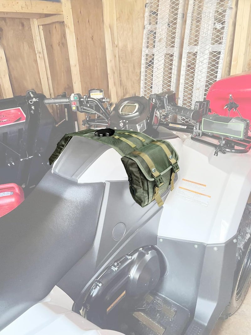Larswon Universal Water-resistant ATV Tank Bag - Heavy-Duty Motorcycle Saddle Storage Compatible with Sportsman, Grizzly, KingQuad & Most ATV/UTV/Snowmobile AccessoriesArmy Green - Image 2